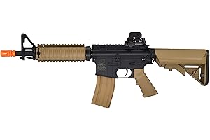 SOFT AIR USA Colt M4A1 M4 CQBR AEG Electric Airsoft Rifle with Adjustable Hop-Up, Dark Earth/Tan, 453 FPS
