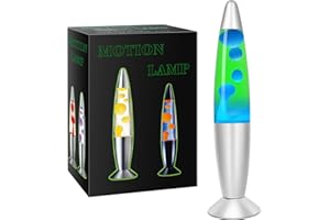 Mdismart Table Magma Lamp 16inches for Kids Boys and Adults Gifts- Liquid Motion Lamp Night Lights with Green Liquid Blue Wax, Room Decor for Living Bedroom