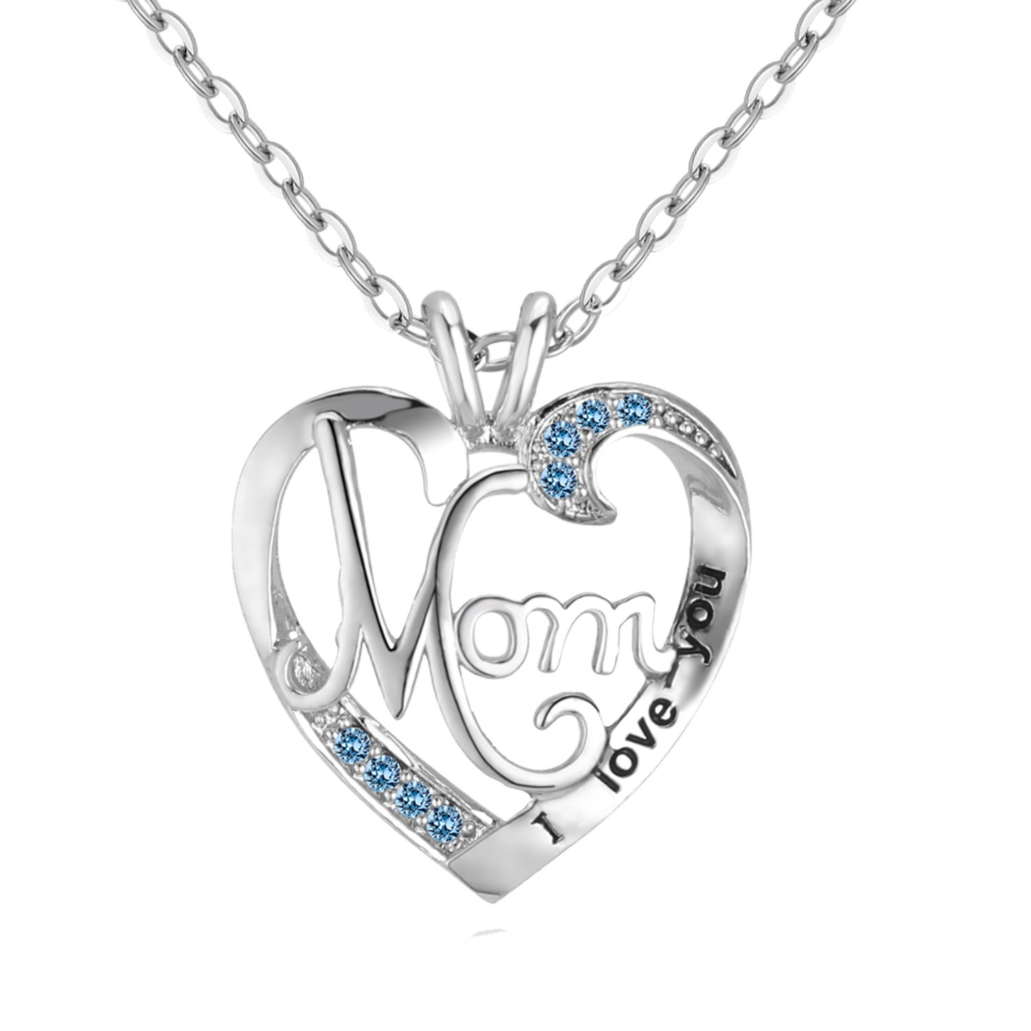 Ueuc I Love You Mom Love Heart Necklace 925 Sterling Silver Rhinestone Necklace For Mom Best Mom Necklace Gift For Buy Online In Honduras At Honduras Desertcart Com Productid