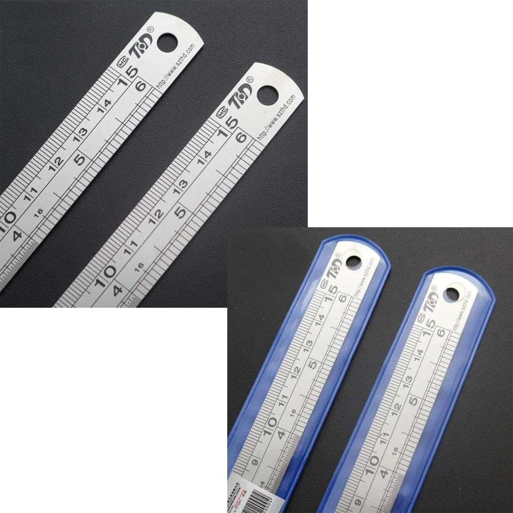 Stainless Steel Ruler,3 Pieces Metal Ruler 12-Inch 8-Inch 6-Inch with ...