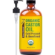Seven Minerals New 16 fl oz Glass Bottle Castor Oil Organic Cold Pressed Unrefined Glass Bottle Pack - 100% Pure USDA Certifi