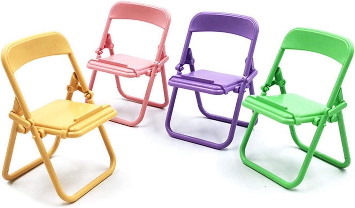 5Pcs Multicolour Mobile Phone Holder Simulation Mini Folding Back Small Chair Model Miniature Plastic Furniture Scene Props for Micro Landscape Furniture Mini Chair Accessories