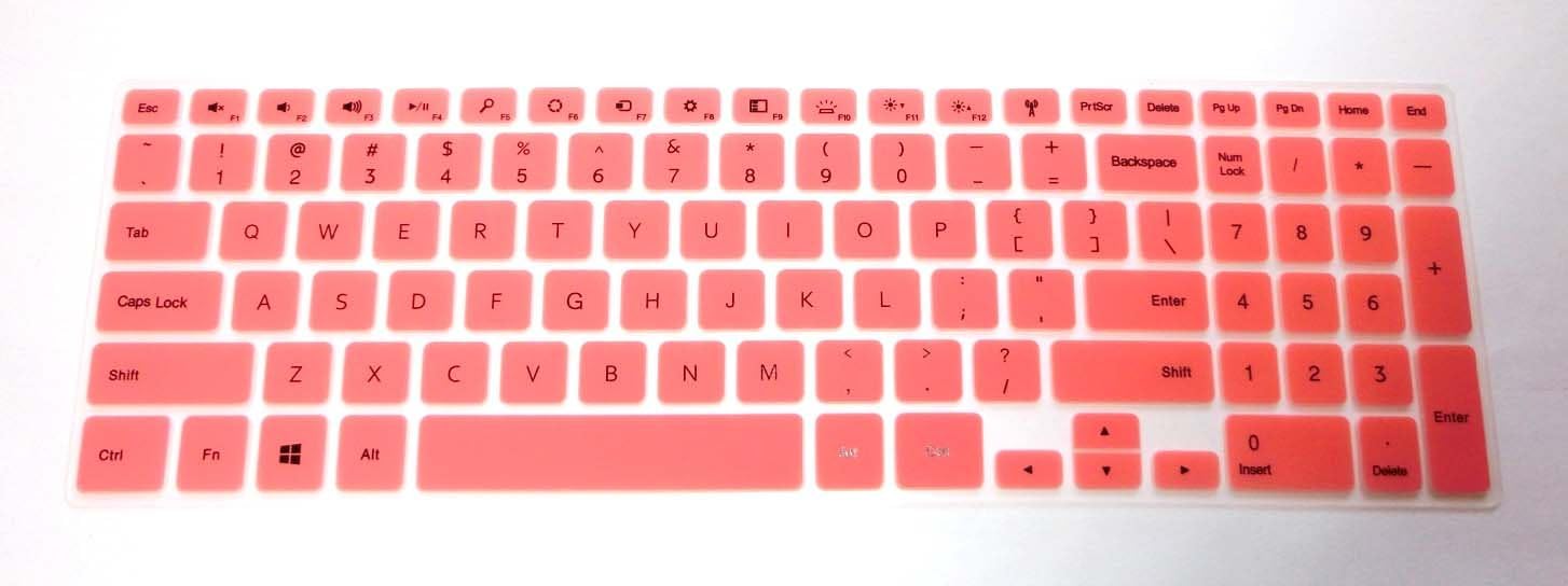 BingoBuy Semi-Pink Backlit Ultra thin Silicone Keyboard Protector Skin Cover for 15.6'' Dell Inspiron 15-7537, i7537T, i7537T-3342sLV, i7537T-1121sLV, i7537T-4340sLV (if your "enter" key looks like "7", our skin can't fit) with BingoBuy Card Case for Credit, Bank, ID Card