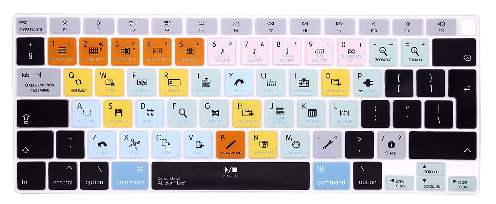 MMDW Ableton Live Shortcut Hotkeys Keyboard Cover A2179 Silicone Skin Keyboard Protector for MacBook Air 13 inch with Touch ID A2337 M1 Chip European Layout