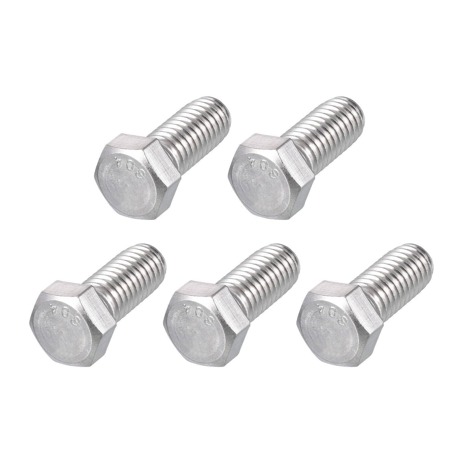 METALLIXITY Hex Head Bolts (7/16-14 x 1") 5Pcs, 304 Stainless Steel 18-8, Fully Threaded, External Hex Drive, Plain Finish, Hex Head Screw Bolt, Silver — image 1