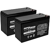 SEFEPODER 12 Volt 7ah Rechargeable Sealed Lead Acid Battery 2 Pack (F1 Terminals)