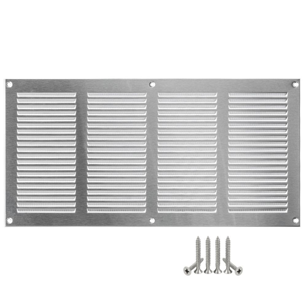 LIRAST 400x200mm Vent Cover Stainless Steel - 16x8 inch Wall Vent Cover with Insect Mesh - Ceiling Soffit Vents - External Vent Cover - Metal Ventilation Grilles - Air Vent Covers for Walls — image 1