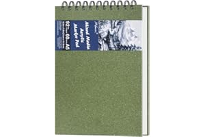 WANSHUI 8.3" x 5.8" Mixed Media Sketchbook, Top Spiral Bound Art Journal Sketchbook, 60 Sheets 92LB/150 GSM Acid-Free Bright White Drawing Paper for Adults Beginners Artists.Grass Green
