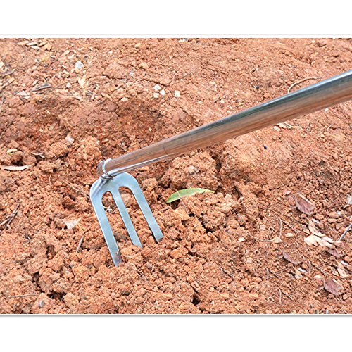 LUBAN Thickened Stainless Steel Long Handle Rake Outdoor Farm Tools Digging Weeding Seeding Cultivating Multipurpose(Rake)