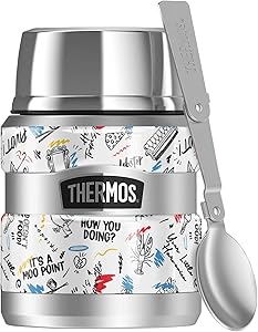 Friends Ink Pen Friends Pattern THERMOS STAINLESS KING Stainless Steel Food Jar with Folding Spoon, Vacuum insulated & Double Wall, 16oz
