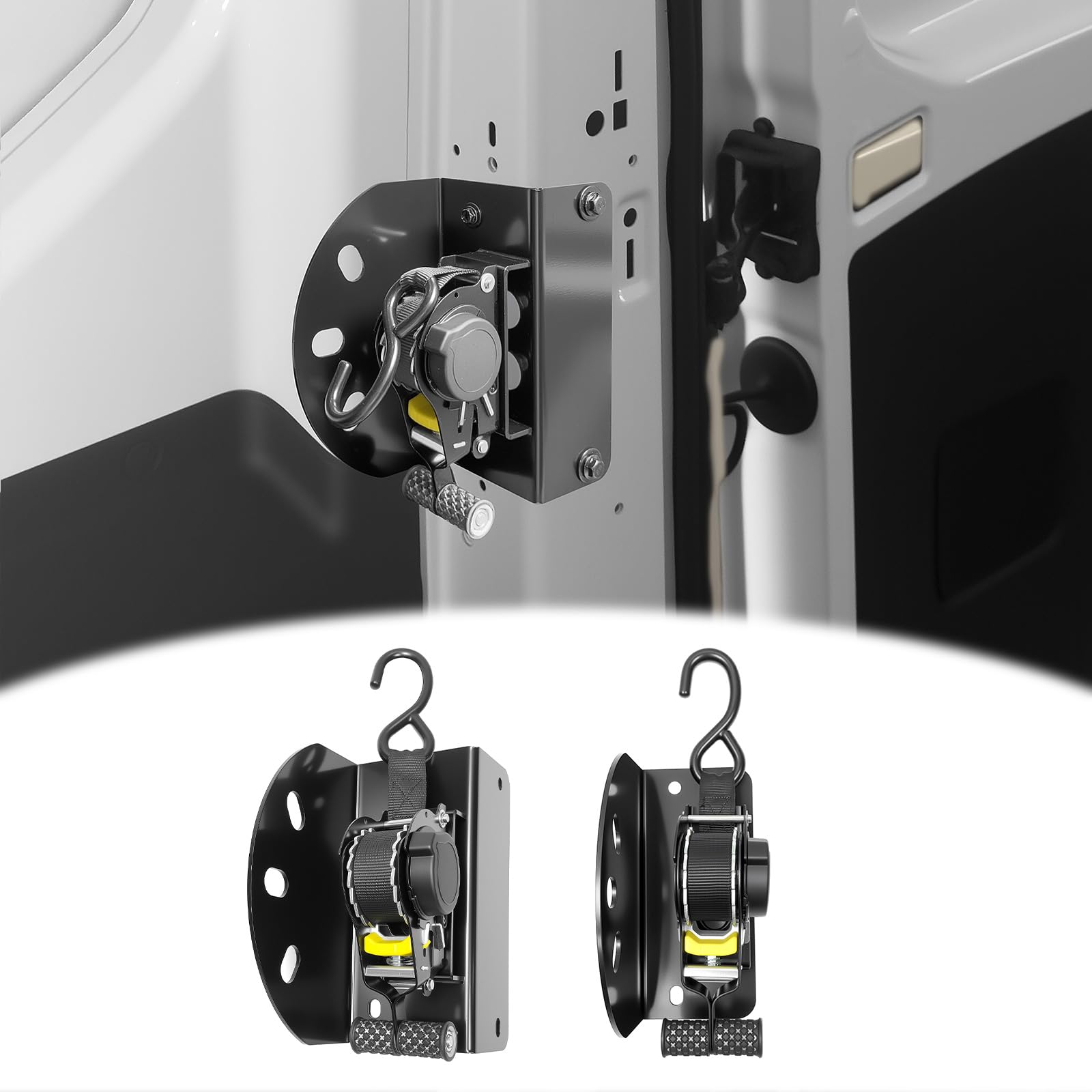 Photo 1 of HUYINPJ Manual Retractable Tie Down Straps Compatible with 2018-2025 Ford Transit 250 350 Mid/High Roof Retractable Ratchet Straps Replacement for 2024 Transit Cargo Van Accessories(Transit2018-2025)