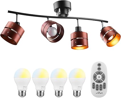 Amazon シーリングライト 4灯 スポットライト リモコン付き 調光調色対応 6w 4つのled電球付き 角度調節 ブラウン 食卓用 居間用 部屋 照明器具 天井照明 日本語説明書付き Xiube シーリングライト 通販
