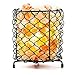 Hemingweigh Natural Hand Carved Crystal Salt Lamp with Salt Chips- Natural Himalayan Salt Crystals | Metal Cylinder Basket Lamp 17cm Electric Wire & Bulb