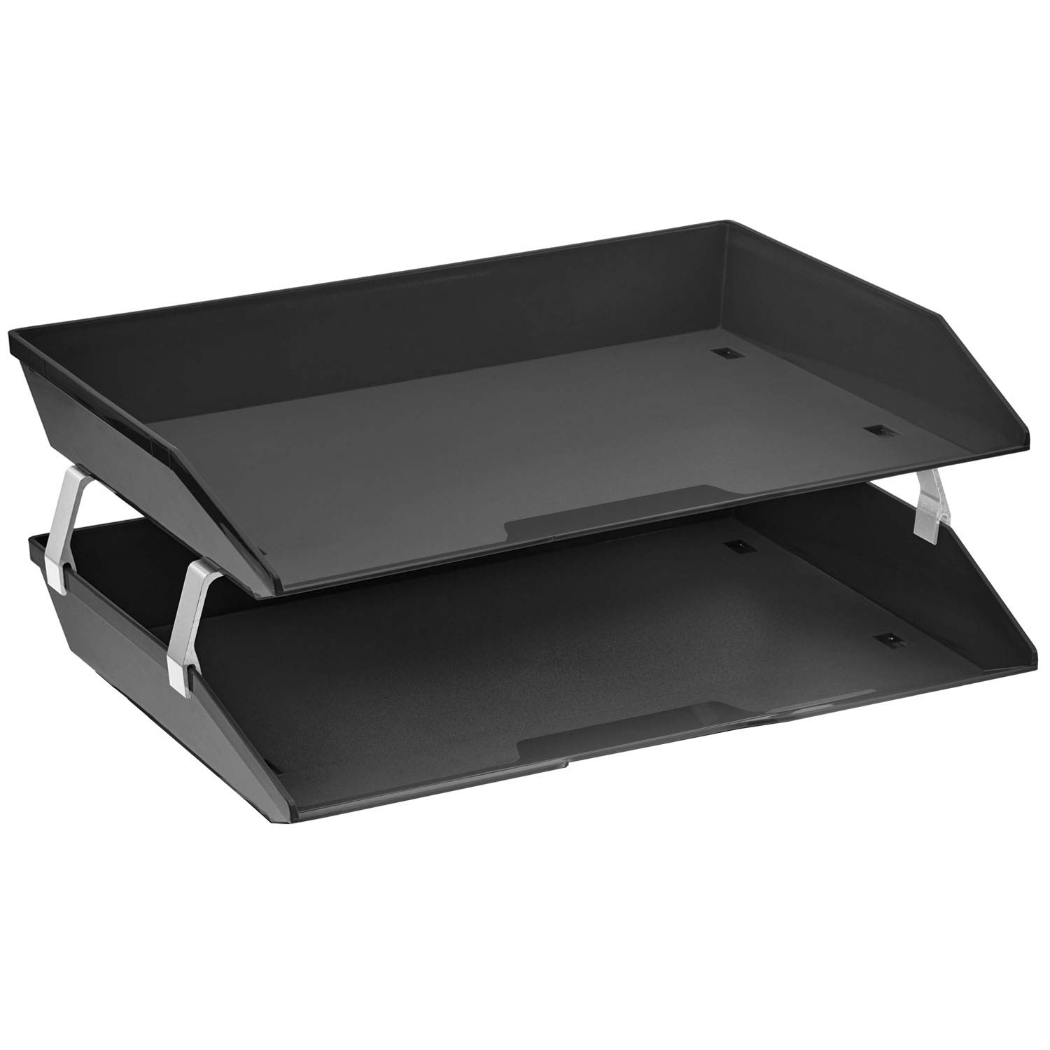 Acrimet Facility 2 Tier Letter Tray, Side Load, Letter Size/A4, Desktop File Organizer, Plastic (Black Color)