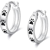 Paw Earrings 925 Sterling Silver Cat Dog Paw Hoop Earrings Jewelry Gifts for Women