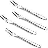 4pcs Quality Metal Forks Gift Set for Olives Prawns Antipasti Cheese Dessert Cake Fruit Salad Appetizer Cocktail Crab Escargot, Cute 304 Stainless Steel Silver Forks Mirror-Polished Dishwasher-Safe