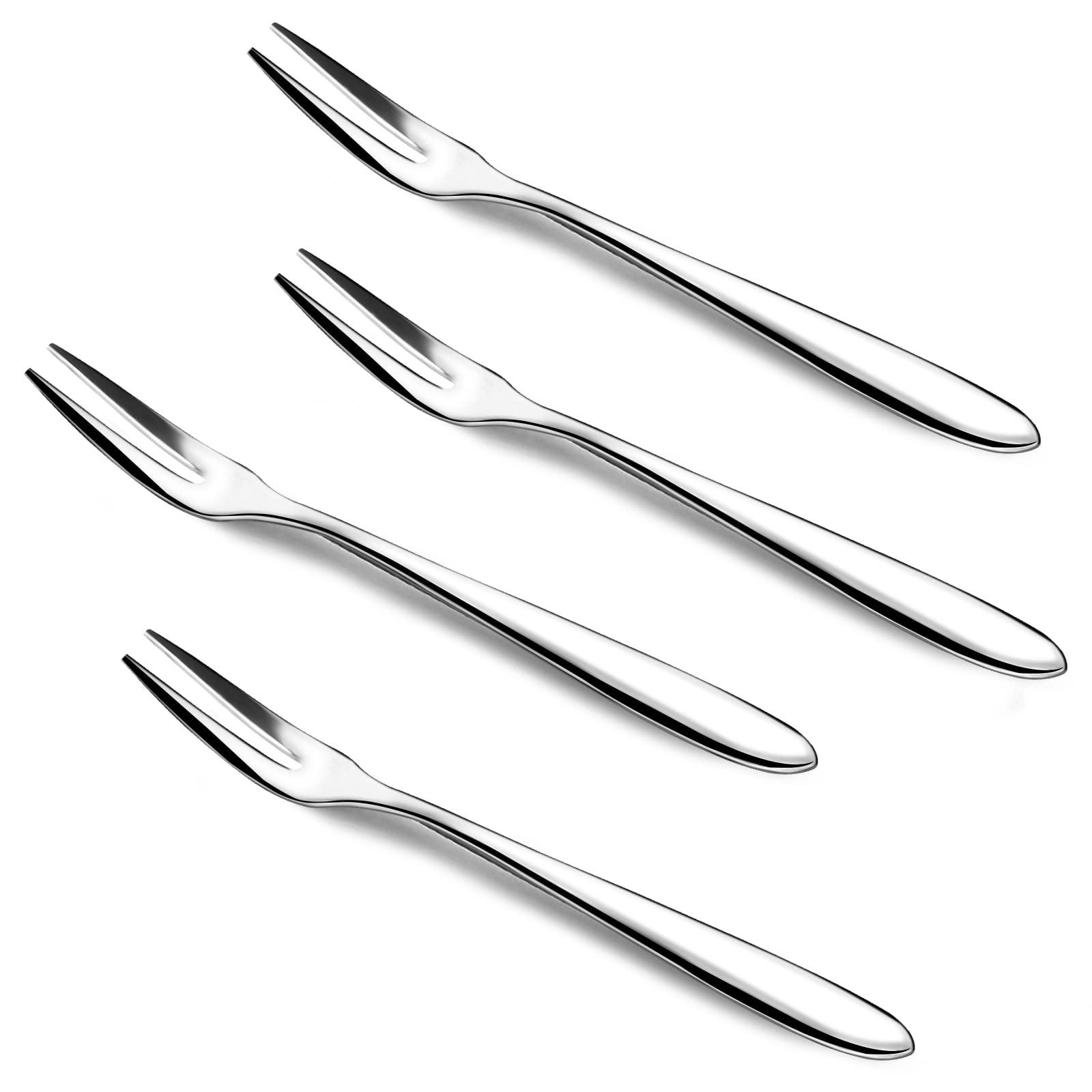 Photo 1 of 4pcs Quality Metal Forks Gift Set for Olives Prawns Antipasti Cheese Dessert Cake Fruit Salad Appetizer Cocktail Crab Escargot, Cute 304 Stainless Steel Silver Forks Mirror-Polished Dishwasher-Safe