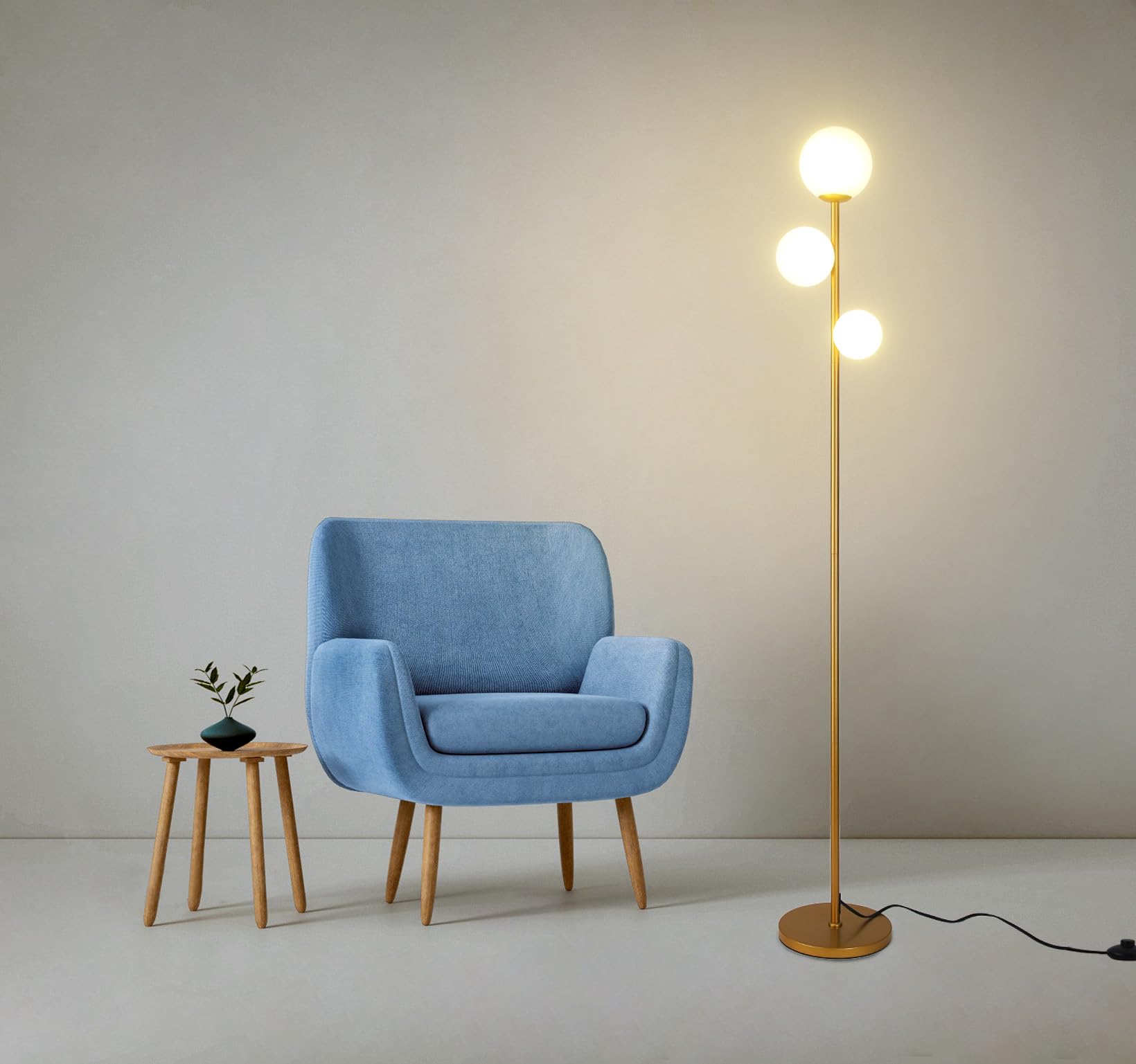 Fiqevs 3 Globe Mid Century Modern Floor Lamp for Living Room ...