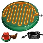 Chicken Water Heater for Winter, 125W Poultry Waterer Heated Base 31.4cm / 12.4in, Freeze-Proof Thermostat Deicer for Metal o