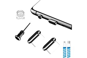 VIWIEU USB C Dust Plugs Charging Port Cover Caps with Cable Protectors 2 PCS Compatible with iPhone 16 15 Pro Max Samsung Galaxy S25/S24/S23/S22/S21/S20+ Ultra/Z Flip 6/Z Fold 6 Pixel OnePlus (Black)