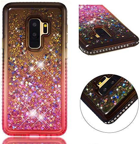 Stysen Galaxy S9 Plus Liquid Case,Galaxy S9 Plus Glitter Case,Creative Gradient Color Moving Quicksand Liquid Flowing TPU Cover for Samsung Galaxy S9 Plus-Gray Pink