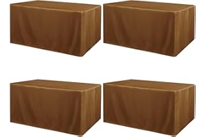 ManMengJi 4 Pack Fitted Table Covers for 6 Foot Tables - Water Resistant Washable Rectangle Tablecloth for Wedding, Banquet and Trade Shows, 72L x 30W x 30H Inches, Brown