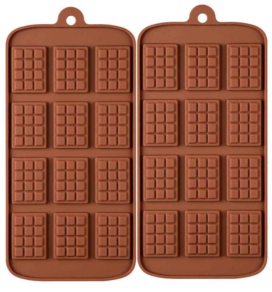 Photo 1 of 1 Pack 12-Cavity Silicone Mini Rectangle Thin Waffle Chocolate DIY Mold Break-Apart Chocolate Chip