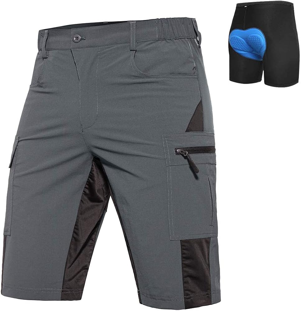 Hiauspor Men's Mountain Bike Shorts Padded MTB Shorts: Clothing