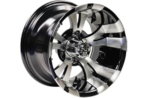 Ocelot E118 Golf Cart Wheel 847-107118-02-10-Inch Golf Cart Wheels, Golf Cart Accessories, Black Machined 10x7, 4/4, 3+4 Golf Cart Rims, Golf Cart Tires and Wheels, Durable Accessories for Golf Cart