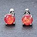 JunXin Three Color 925 Sterling Silver Round Cut Opal Stud Earring 7.5MM (Red)