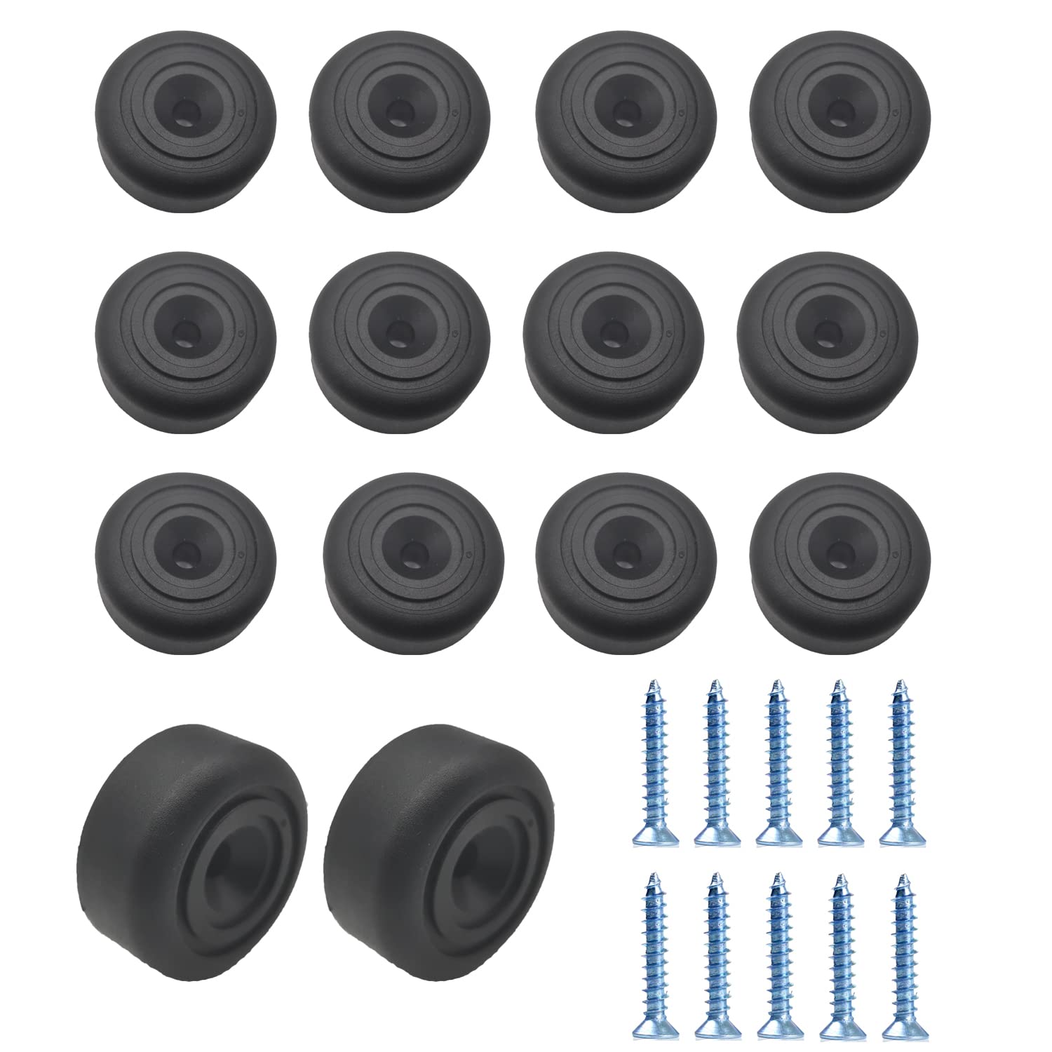 Panexf Furniture Legs Round 36 PCS Furniture Feet Black Plastic Chair Feet Protectors Ø 33 x H 13 mm Sofa Feet pads Feet Bumpers Pads with 36 PCS Screws