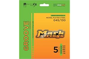 DV Mark Groove Series - Electric Bass Strings Set of 5, Medium Gauge (45-130) - Nickel Plated Steel Bass Guitar Strings, Long