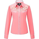 SALVAJE OESTE Women's Embroidered Western Cowboy Snap Front Long Sleeve Button Down Shirt