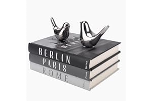 ADUN STATIONERY Decorative Books for Home Decor with Small Birds Statues Silver Home Decoration, Modern Style Coffee Table Book Decor, Stacked Books for Bedroom, Living Room, Office Desktop, Cabinets Shelf Decor