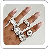 BOOZIQ Chunky Rings for Women Gold Stackable Knuckle Ring Set Adjustable Statement Ring Set Vintage Dainty Open Midi Rings Jewelry Pack for Women Silver4