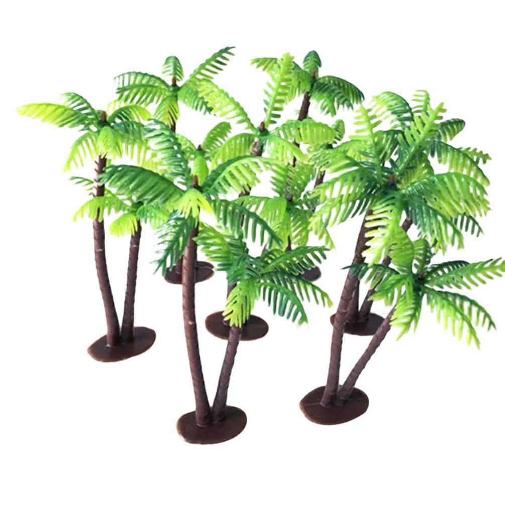 Amosfun 12Pcs Coconut Palm Tree DIY Miniature Coconut Palm Model Trees Mini Plant Pots Bonsai Craft for Micro Landscape Dollhouse Fairy Garden DIY Decor (HYZZVLX071030GP4)