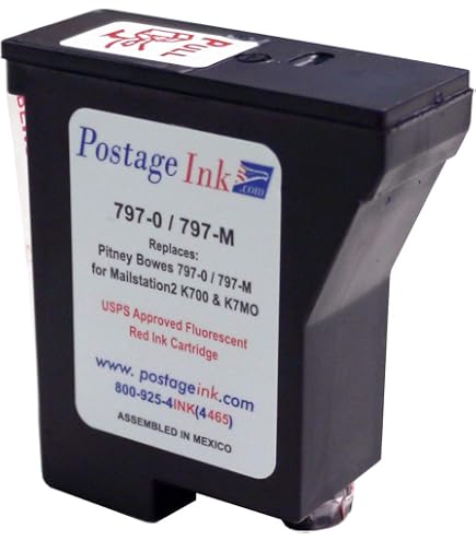 2PK 797-0 for Pitney Bowes K700 Flourescent Red Ink Cartridge