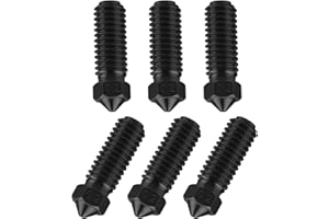 XIRBBO 0.2mm Volcano Hardened Steel Kobra 3 Nozzles M6 Extruder Nozzle,3D Printer Extruders 6 PCS High Temperature Pointed Wear Resistant Nozzle Kits for Kobra 3 3D Printers
