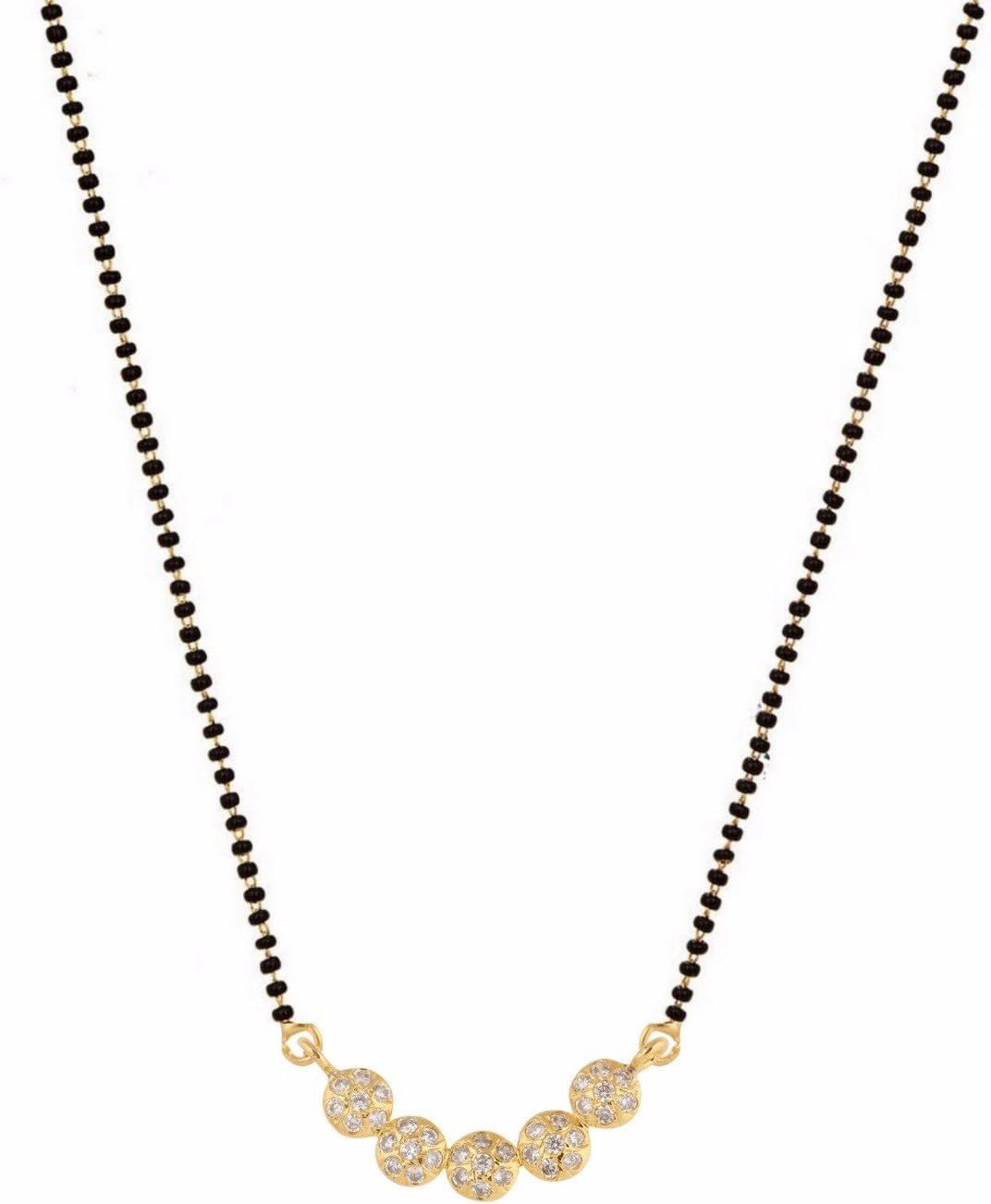 Archi Collection Efulgenz Gold Plated American Diamond Mangalsutra Pendant With Chain For Women