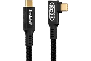 1.65FT/0.5M 90-Degree Right Angle Thunderbolt 4 USB-C Cable, 40Gbps Data Transfer, 240W PD Charging, 8K Video Output, Compati