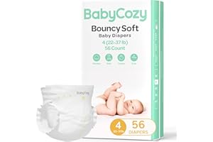 Baby Diapers Portable Pack Size 4(22~37lb), 56 Count Babycozy Bouncy Soft Diapers Disposable Hypoallergenic Diapers to Protect Sensitive Baby Skin