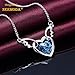 NEEMODA Gifts for Women Blue Crystal Heart Necklace Pendant Fashion Jewelry for Her Girls Girfriend Birthday Anniversary Valentines Day White Gold Plated Angel Wings
