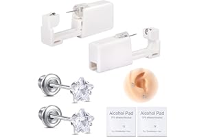 JIESIBAO Ear Piercing Gun Kit,Self Disposable Ear Piercing Kit 316L Surgical Stainless Steel with Star Cubic Zirconia, At Home Self Ear Piercer Kit Tool with 5mm Star Stud