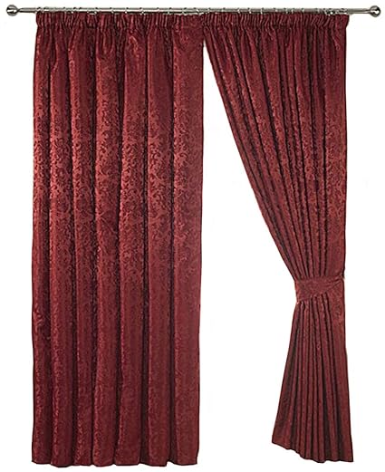 Lana Damask Lined Curtain Tape Top Floral Damask Jacquard