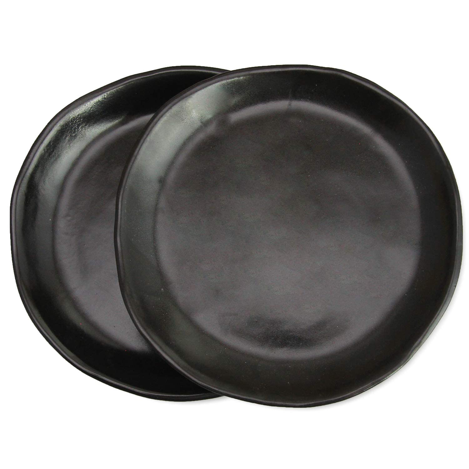 Photo 1 of roro 7" Hand Made Ceramic Appetizer Plates – Matte Black Stoneware, Set of 2 Modern Minimalist Design, Perfect for Tapas, Sushi, Bruschetta, Microwave, Oven & Dishwasher Safe