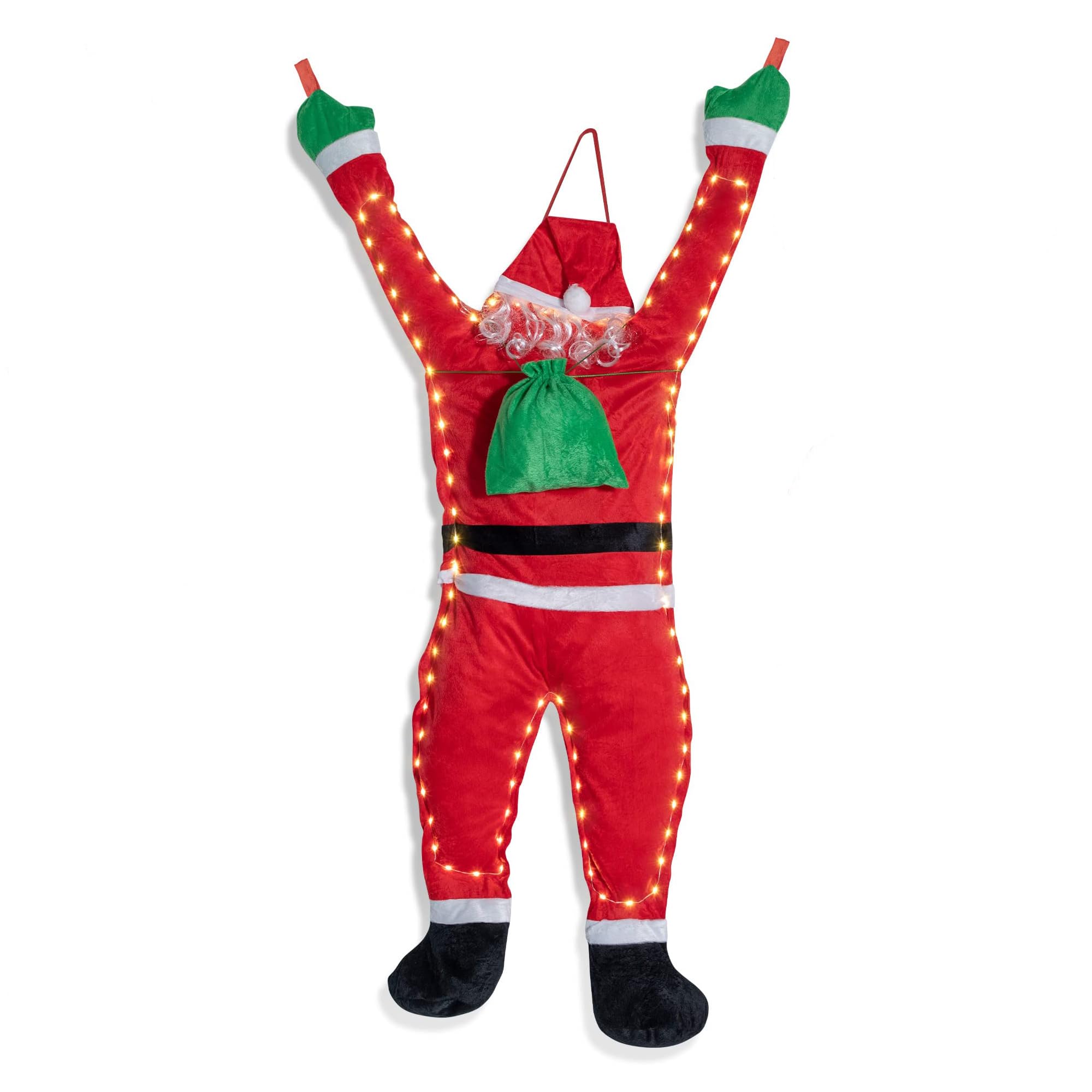 Les-Theresa Santa Claus Climbing Led, Christmas Hanging Santa Decoration, Hanging Santa Claus Christmas Decorations For Christmas Tree Hanging Ornament Yard Decor Xmas New Year (110cm)