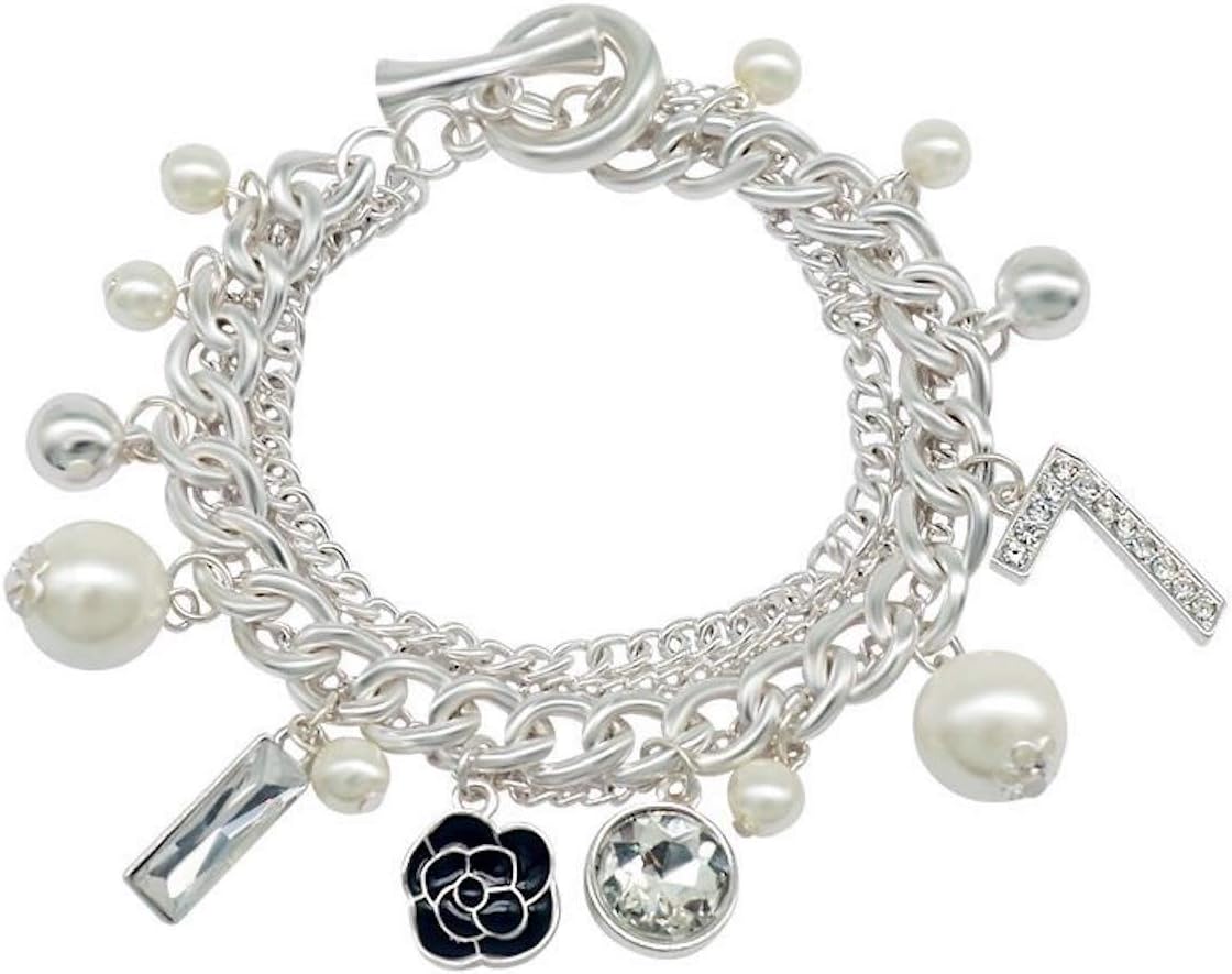 Fashion Jewelry MISASHA Logo Gold Tone Chain Inspired Charm Bracelet for Women