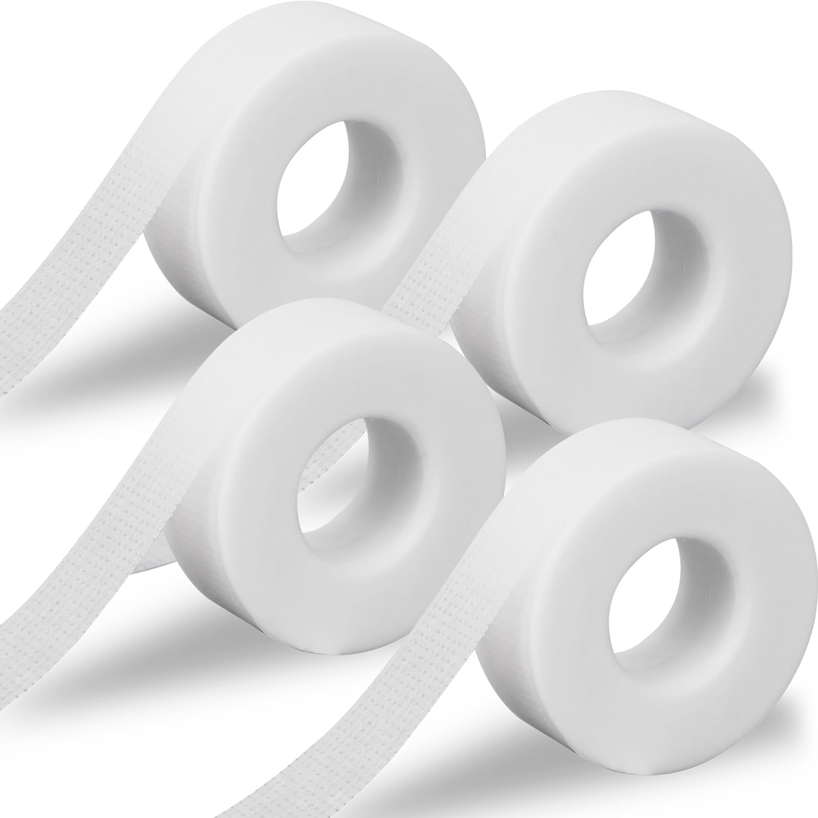 LZM Lash Tape for Eyelash Extensions 0.5in x 4yd Silicone Gel Breathable Micropore Tape (White, 4 Rolls)