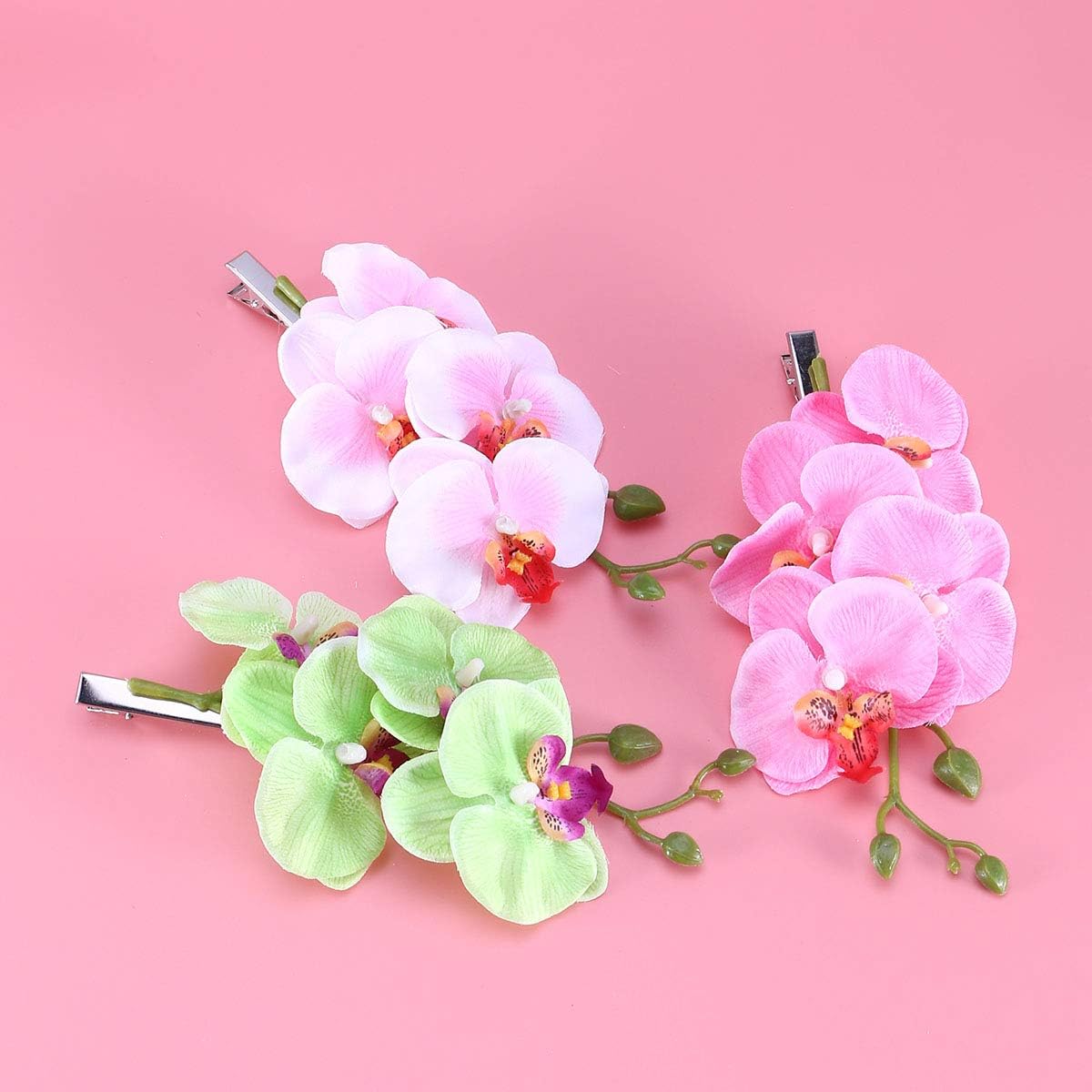 Lurrose Flower Hair Accessories 3PCS Orchid Hair Clips Floral Hairpin Summer Vacation Hair Accessories Artificial Flower Clips for Girls Woman Womens - Image 5