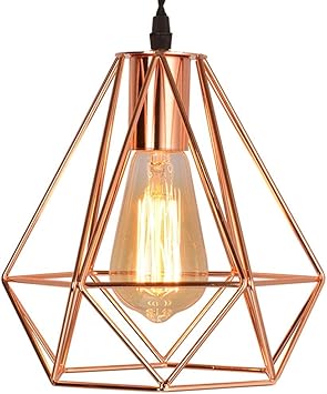 Lámpara de Techo de Jaula de Metal Industrial, E26 Rústica Mini Semi
